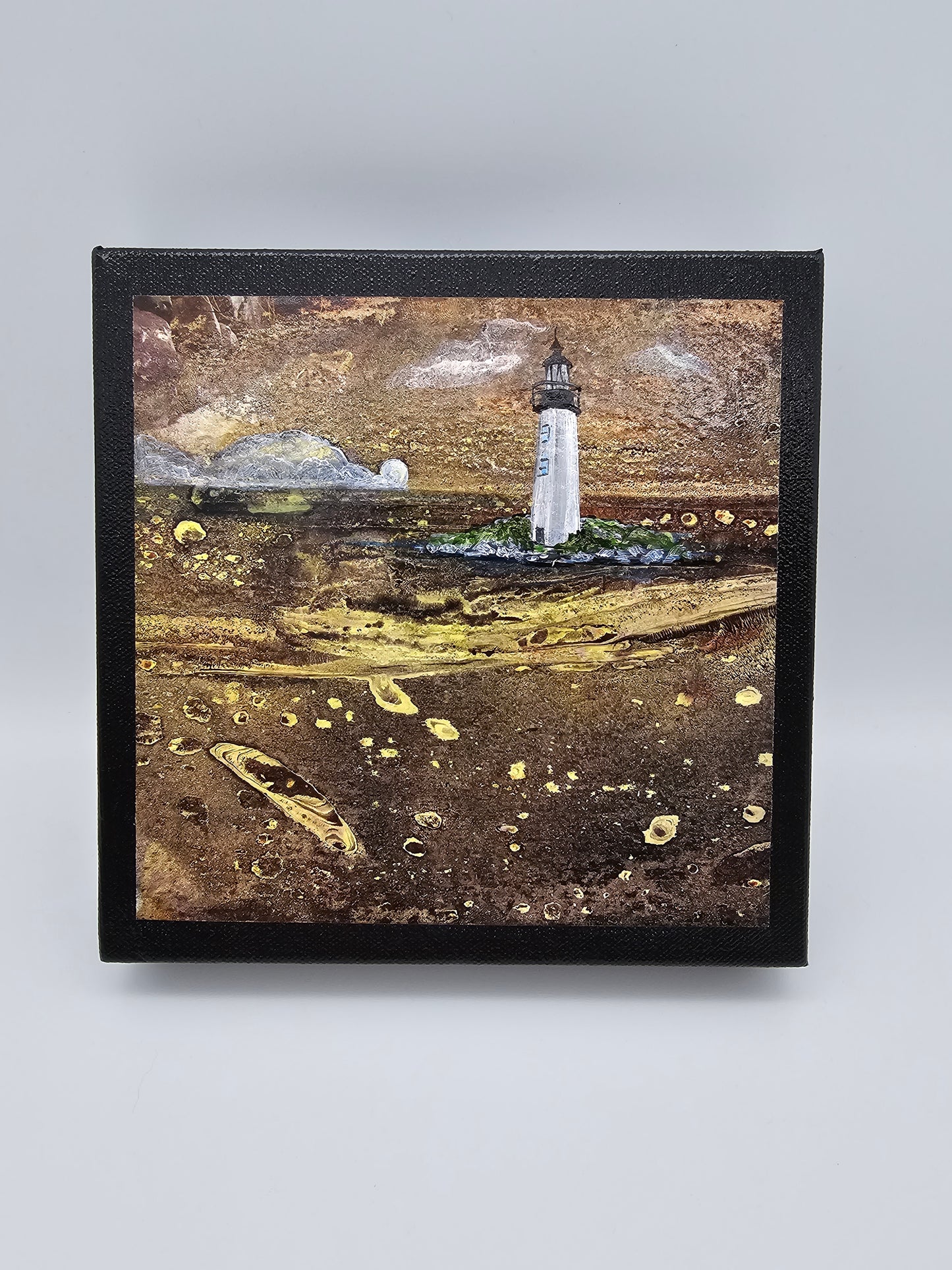 Virginia Coyle -Citrasolv Art/Mixed Media "Moonrise on the Bay II"