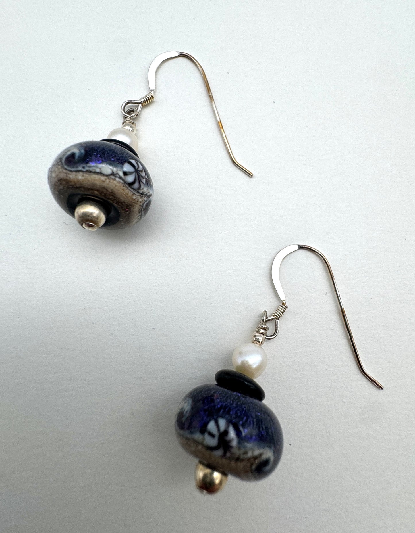 Jim and Linda Harrison - Glass Pearl Silver Earrings