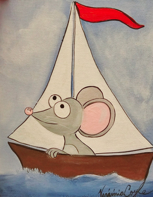 Sailor Mouse - Canvas Painting - Art Kit to Go