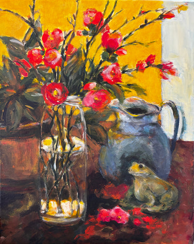 Christine Corbin-Flowering Quince and Frog