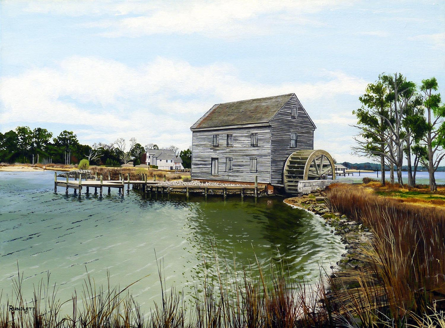 Dennis Rundlett - Poplar Grove Tide Mill Giclee