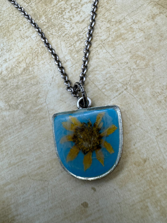 Denise Bush- Yellow Encased Flower Necklace