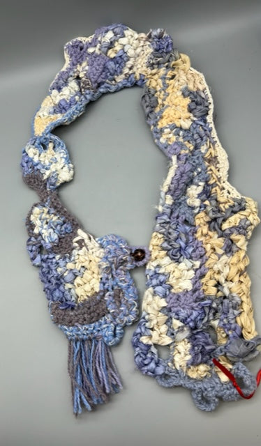 Sally Cooney Anderson-Blue, Lavender and White Scarf
