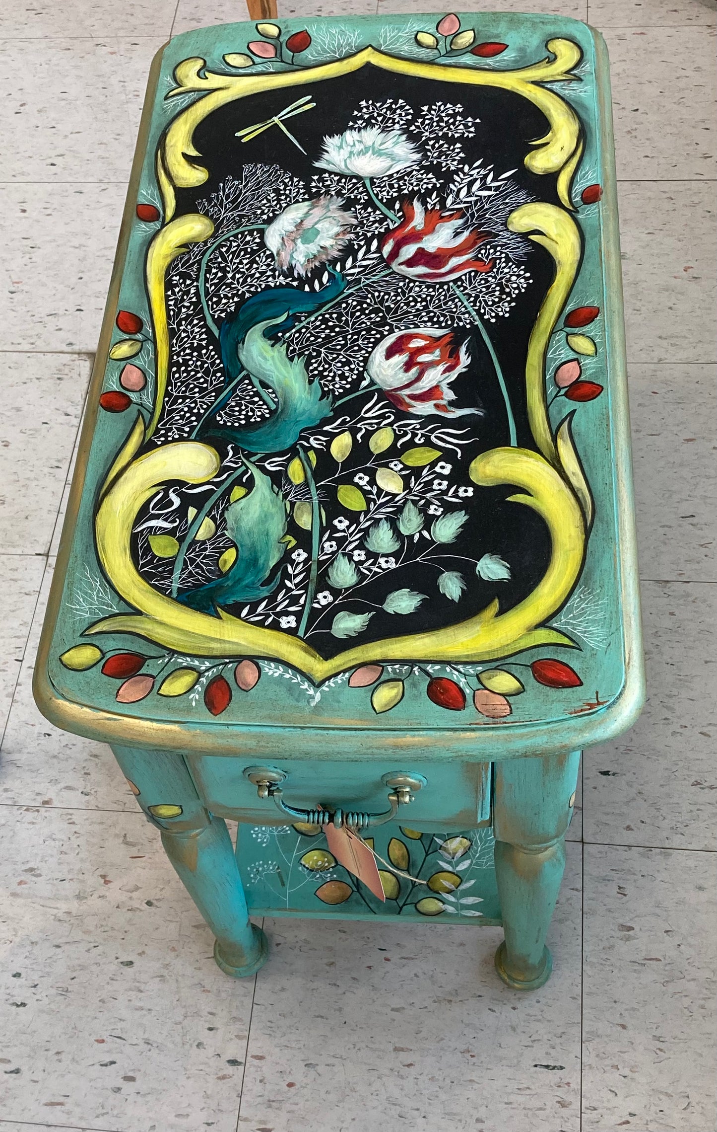 Chris Jeanguenat- Hand Painted Floral Table