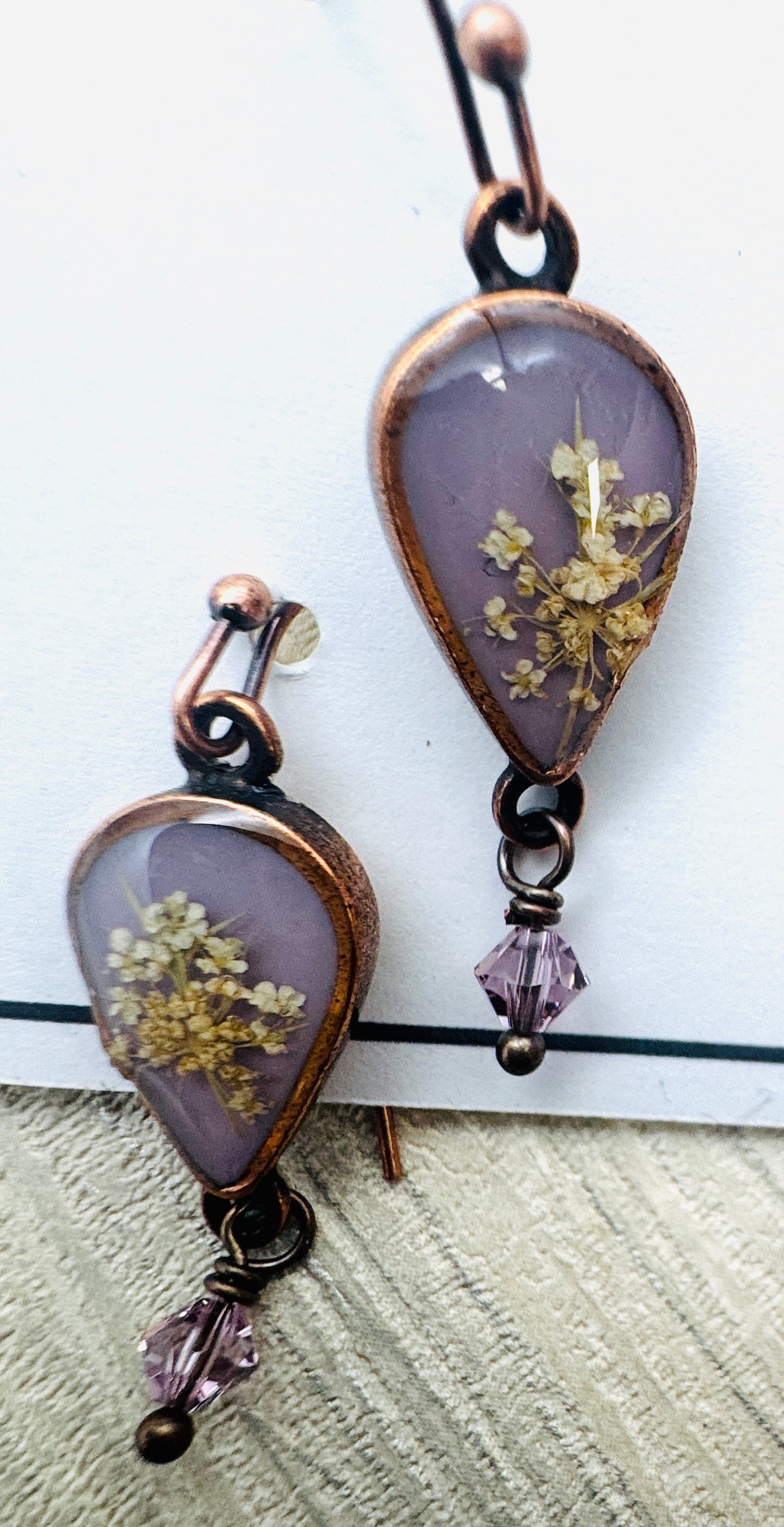 Denise Bush-Lavender Queen Anne's Lace Earrings