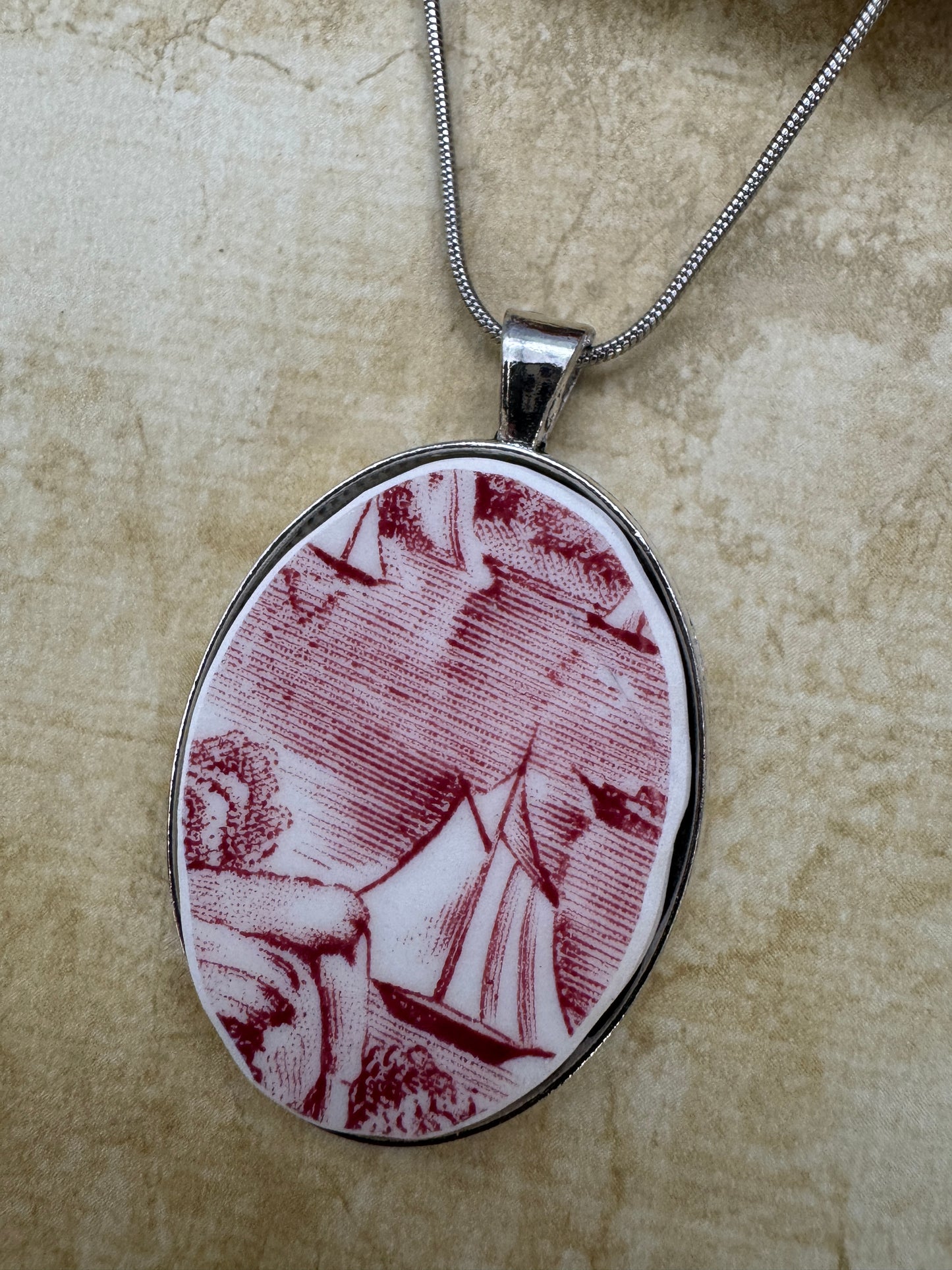 Virginia Coyle -Mosiac Sailboat Necklace