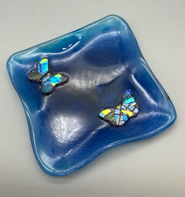 Irene Ultee- Square Butterfly Fused Glass Plate