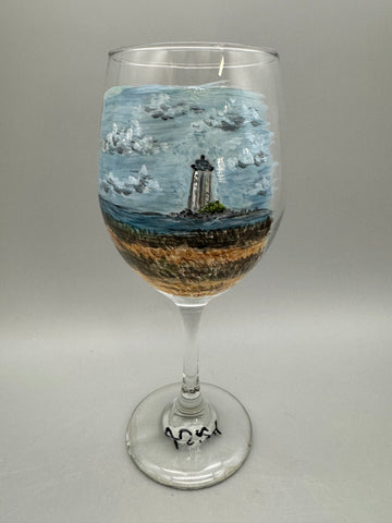 Jennifer Schroeder- New Point Lighthouse Wine Glass