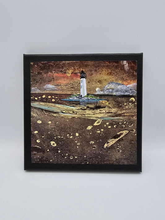Virginia Coyle -Citrasolv Art/Mixed Media "Moonrise on the Bay I"