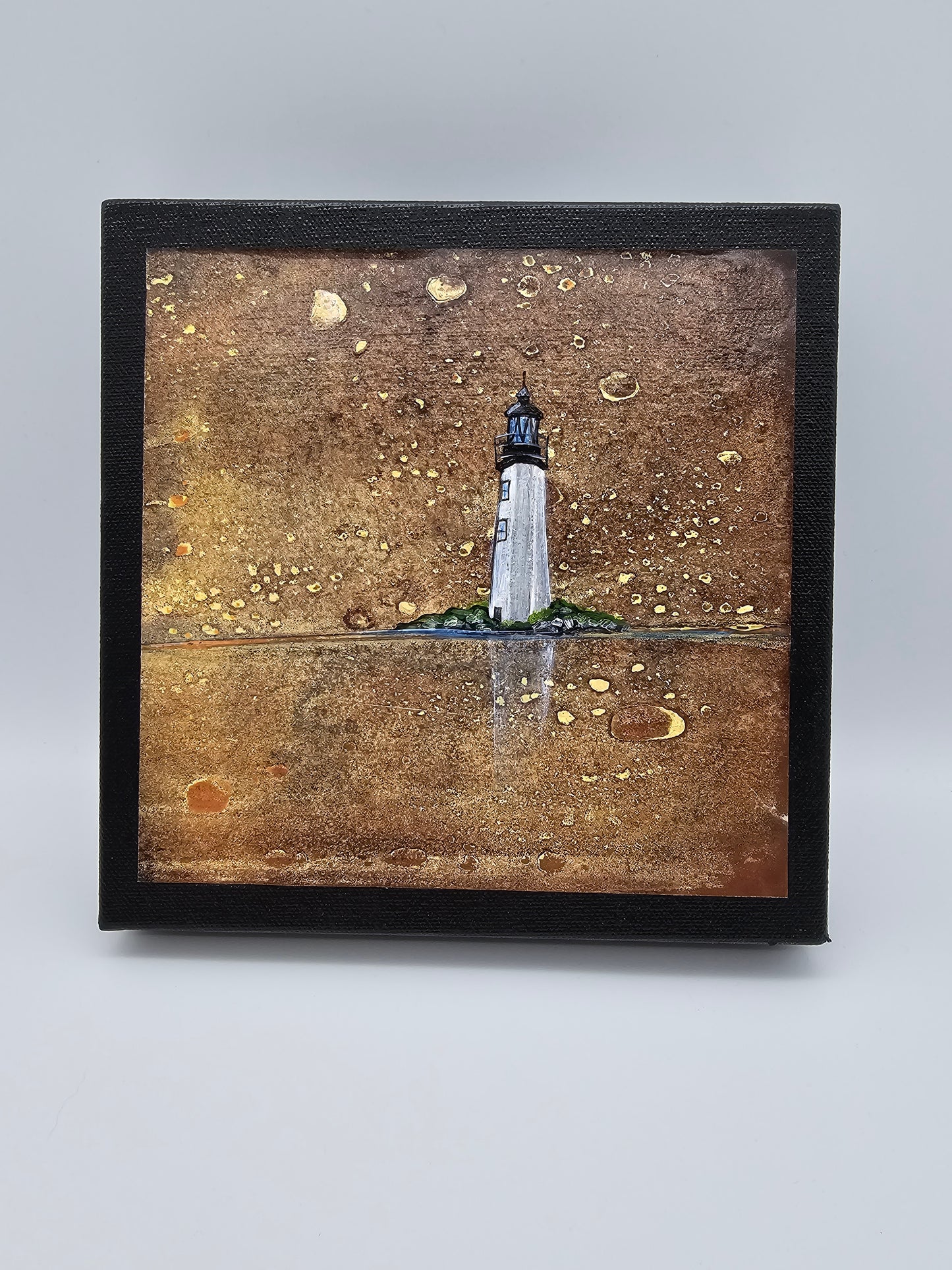 Virginia Coyle -Citrasolv Art/Mixed Media "New Point Lighthouse on Still Water"