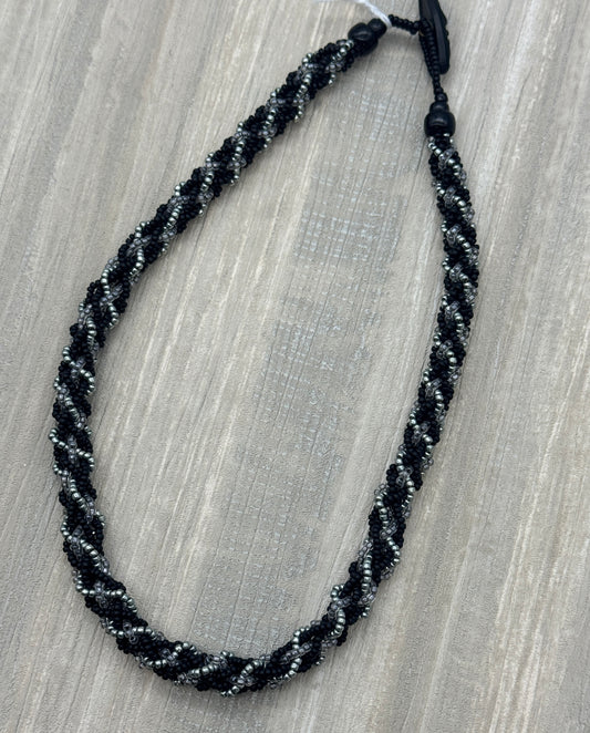 Catherine Bond-Black & Silver Braid Necklace