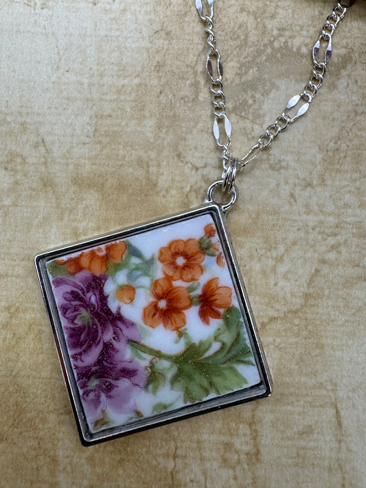 Virginia Coyle-Square Flower Necklace