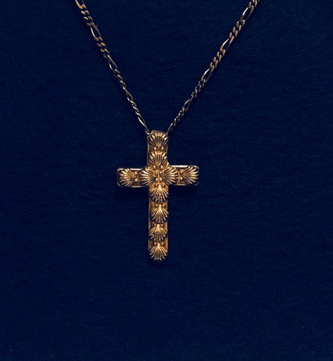 Joyce Pully-Silver Shell Cross Necklace