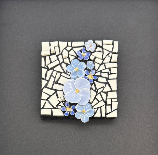 Christy Dunkle-Porcelain Flowers on Tile Framed