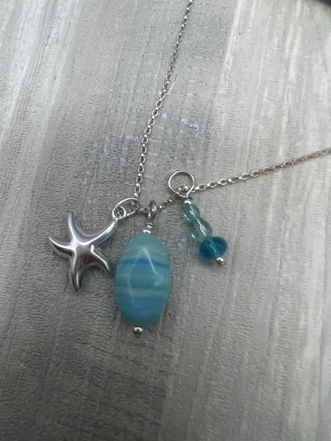 Jim and Linda Harrison -   Czech Glass with Starfish Sterling Silver Necklace