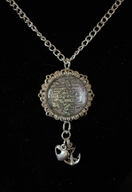 Pat Whitlow -Mathews Map Pendant Necklace