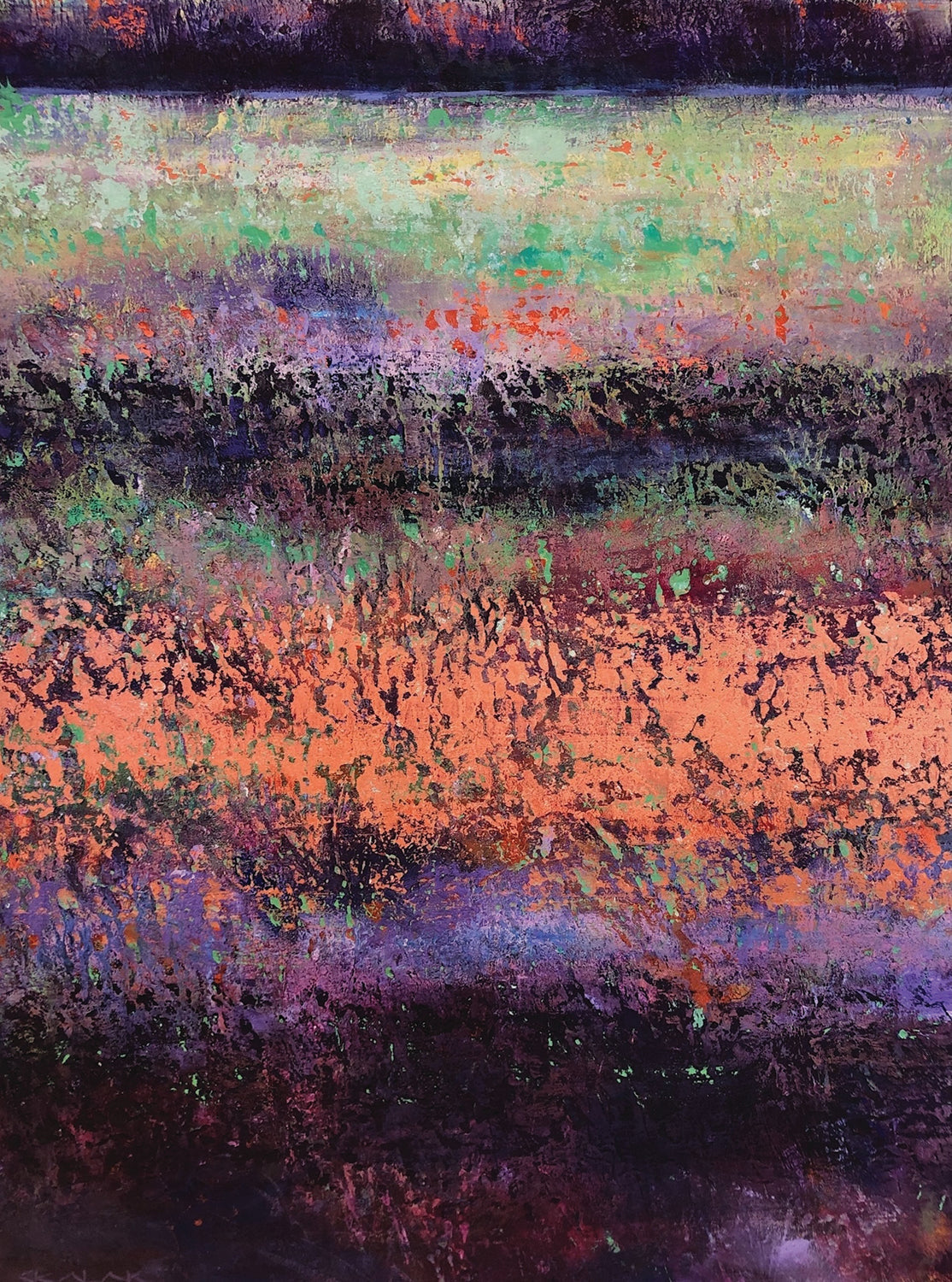 June Skalak-Marshland in Green and Orange