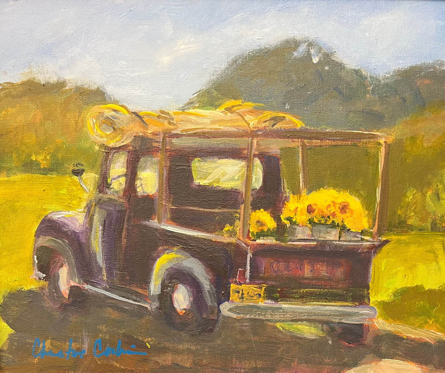 Christine Corbin-Mathews Sunflowers in Vintage Black Ford