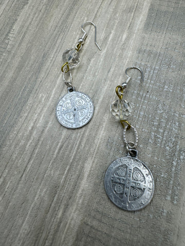 Pat Whitlow - Vintage Religious Medals and Crystal Earrings