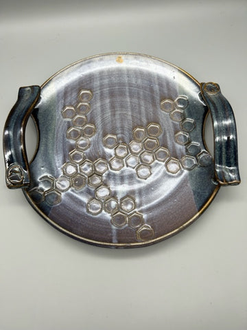 Karen Podd - Blue Honeycomb Platter with Handles