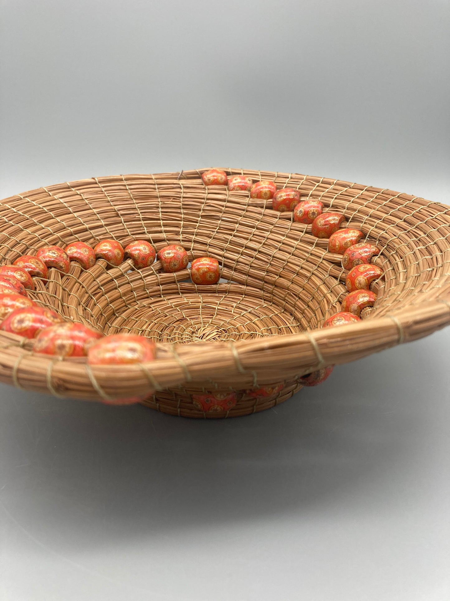 Nina Buzby - Round Basket with Red Bead Spiral