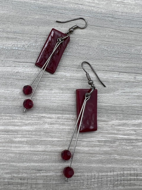 Lynn Abrams-Red Glass Earrings