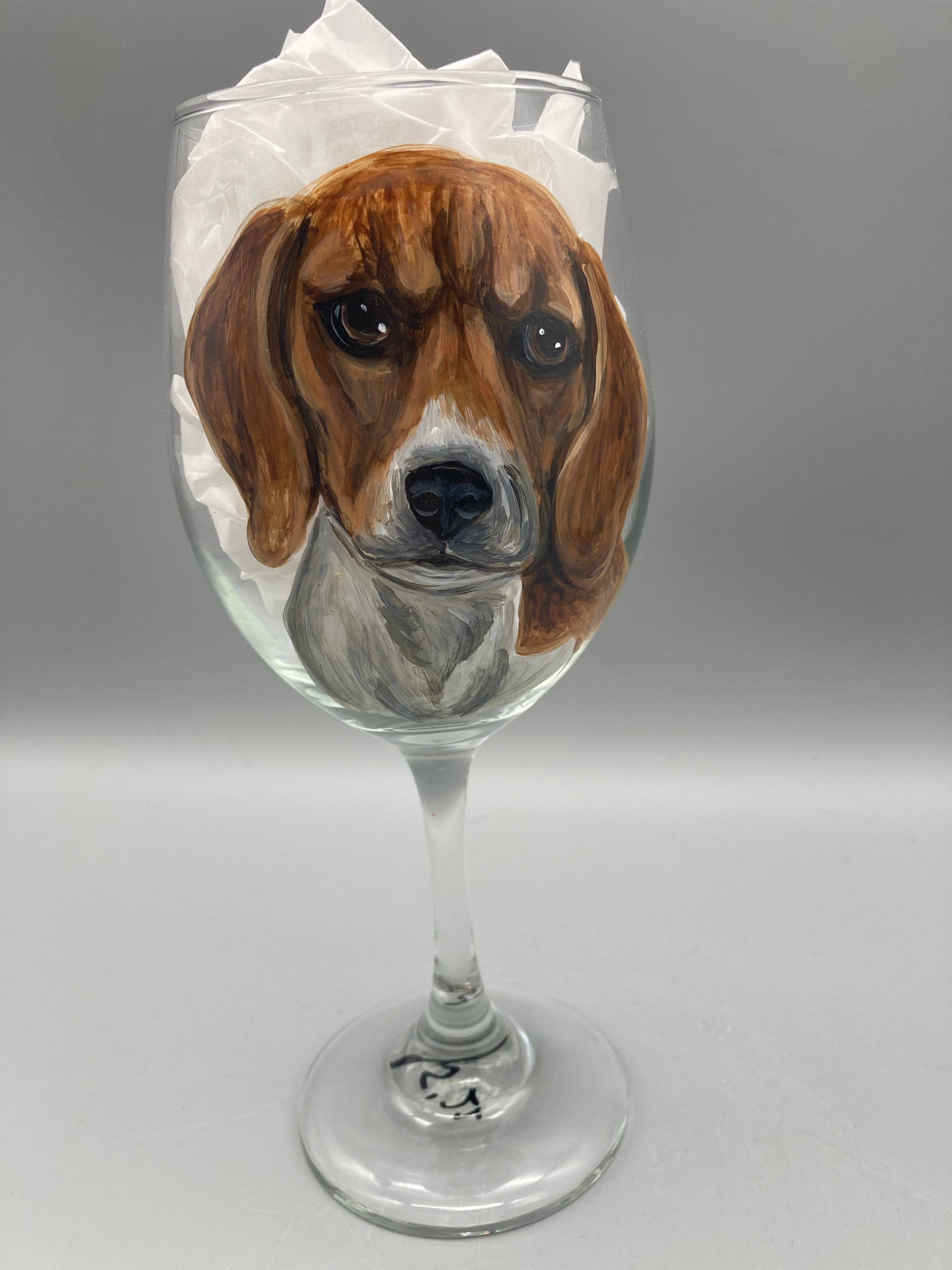 Jennifer Schroeder- Beagle Wine Glass