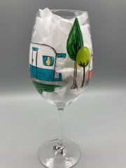 Jennifer Schroeder- Retro Camper Wine Glass