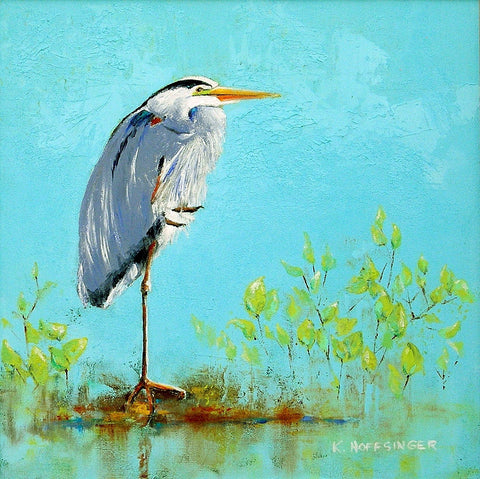 Kathleen Noffsinger - Perfectly Balanced, Heron Matted Giclee