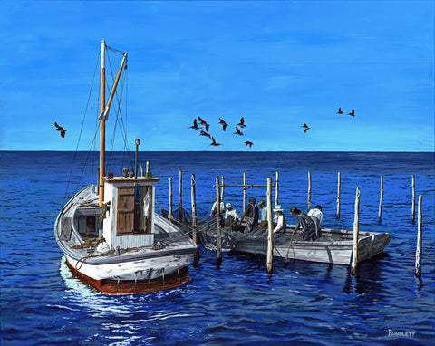 Dennis Rundlett - Pound Net Fishermen Giclee