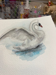 Jennifer Schroeder- Watercolor Enchanted Swan Decoration
