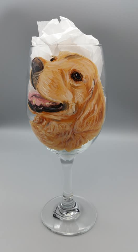 Jennifer Schroeder- Custom Painted Dog Breed Wine Glass