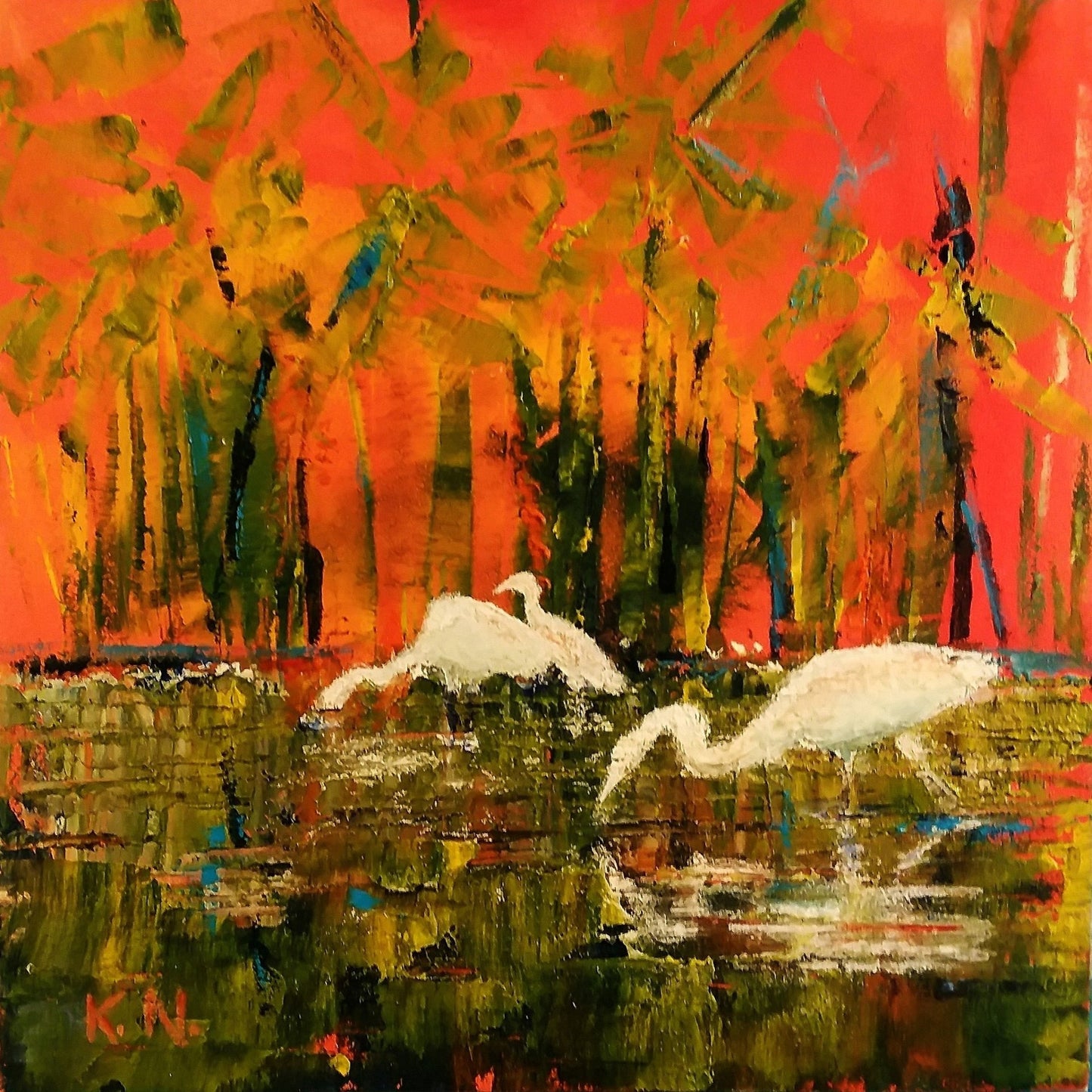 Kathleen Noffsinger - River Marsh Egrets