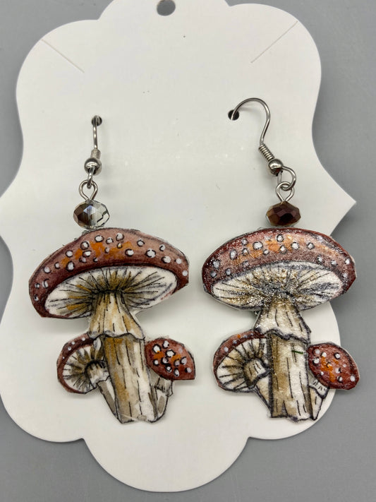 Jennifer Schroeder- Watercolor Mushroom Earrings