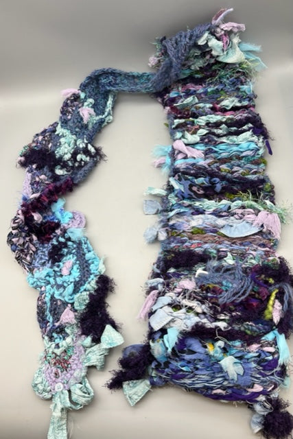 Sally Cooney Anderson-Blue, Purple and Green Pocket Scarf