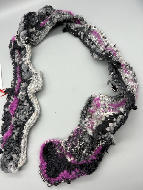 Sally Cooney Anderson-Purple Black White Tone Scarf